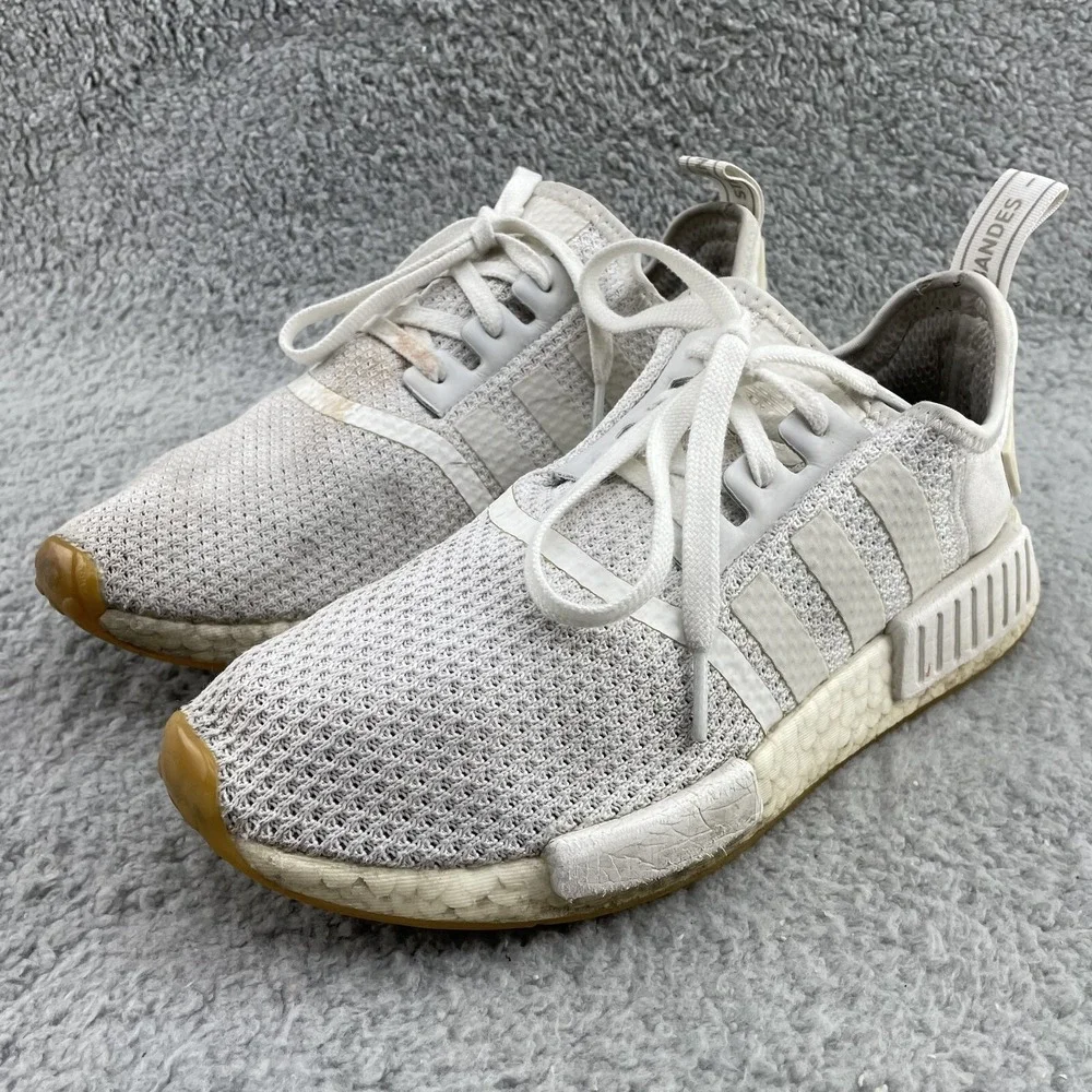 Adidas NMD R1 Running Shoe Mens 8.5 White Jogging Sportswear Athleisure Training
